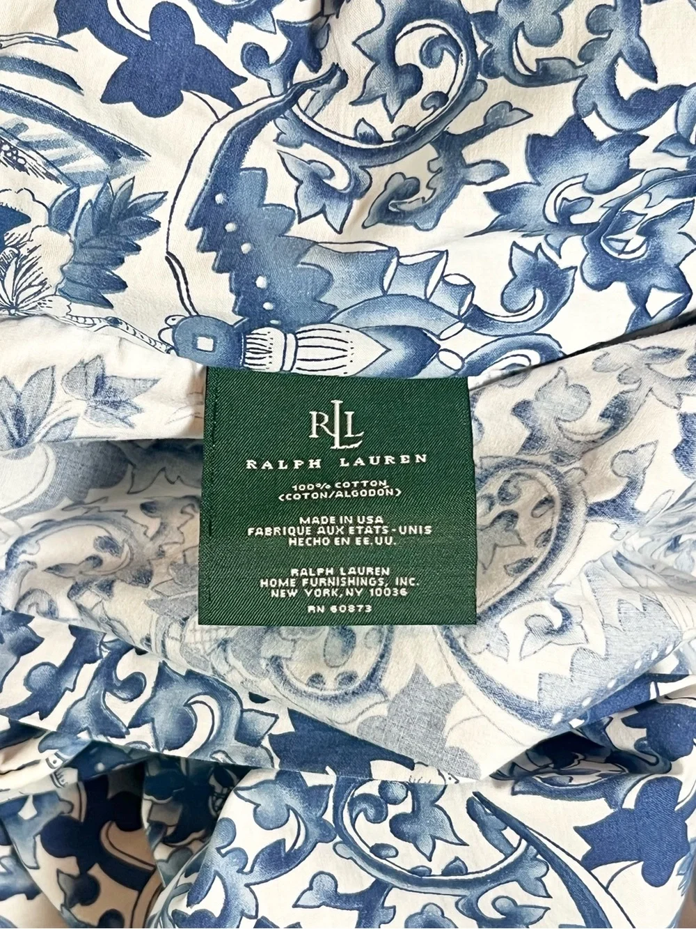 Vintage Ralph Lauren Tamarind Porcelain Blue Queen Duvet Cover Chinoiserie Toile